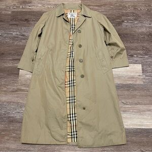 Vintage BURBERRY Tan Nova Check Trench Coat Mens Size 44 *See Description*